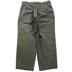 VTG LL Bean Womens 18 L27 Petite Pleated Chino Pants Olive Green Cotton Blend
